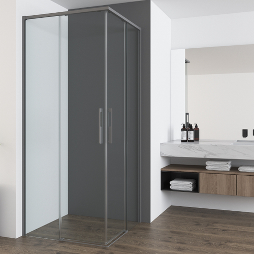 Душевой уголок Ultima VSS-7UL9090CLGM, 900*900, вороненая сталь, стекло прозрачное