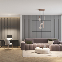 Светильник подвесной BUBBLES, 20 Вт, 3000К, ?540?1500 мм, стекло, металл, дымчатый серый, медь