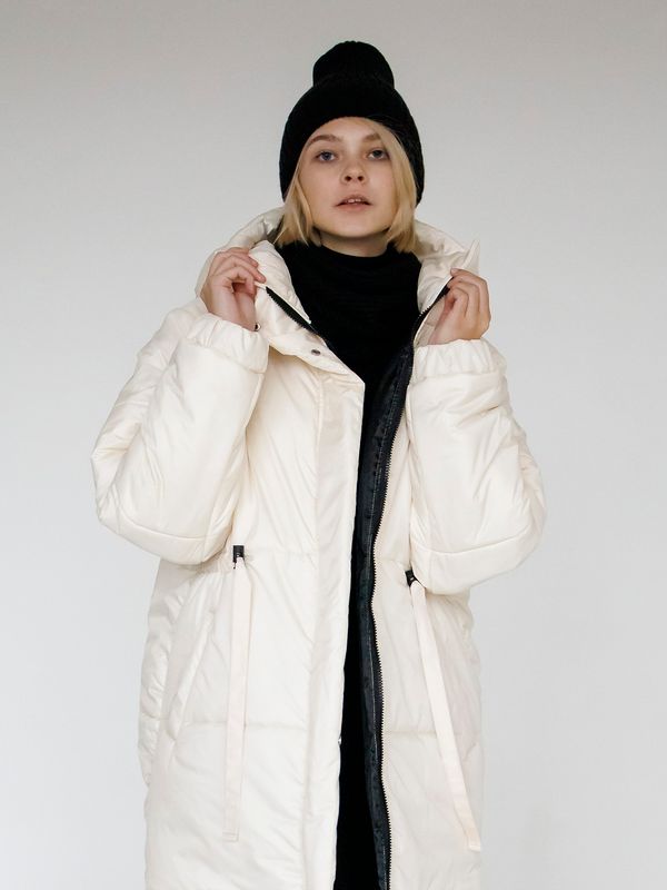 Пуховик зимний женский молочный - фото 4