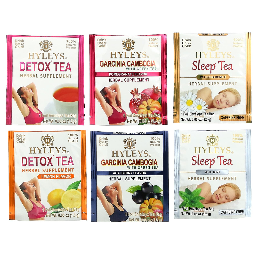 Hyleys Tea, 14 Days Detox Kit, ассорти, 42 чайных пакетика в фольгированных пакетиках, 63 г (2,22 унции)
