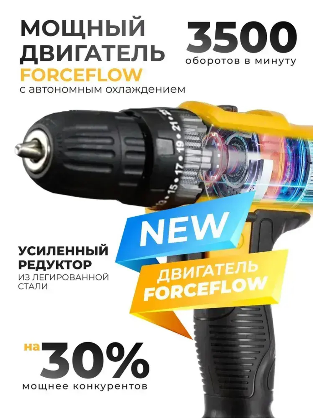 Шуруповерт аккумуляторный / Дрель-шуруповерт аккумуляторная ударная электрическая 24 В, 35 Нм, 3500 об/мин, в кейсе