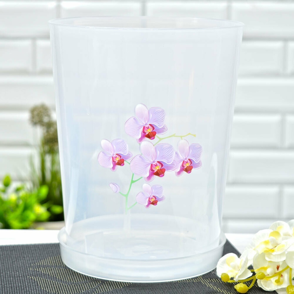 Горшок для орхидеи Декор 3,5л с поддоном (прозрачный)