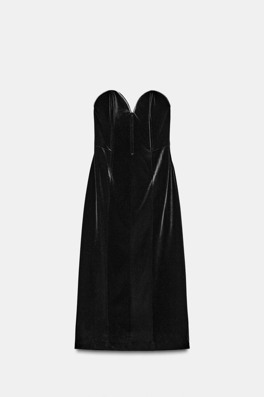 ZARA БАРХАТНОЕ ПЛАТЬЕ-БЮСТЬЕ ZW COLLECTION LIMITED EDITION, ЧЕРНЫЙ