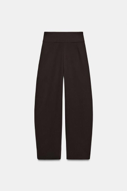 ZARA БРЮКИ BALLOON С ЗАЩИПАМИ, ШОКОЛАДНО-КОРИЧНЕВЫЙ