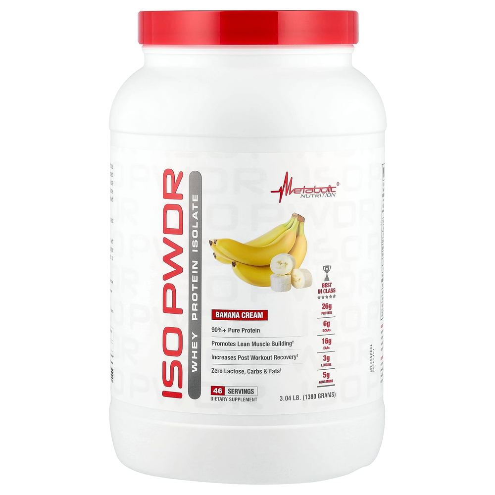 Metabolic Nutrition, ISOpwDR, изолят сывороточного протеина, со вкусом бананового крема, 1380 г (3,04 фунта)