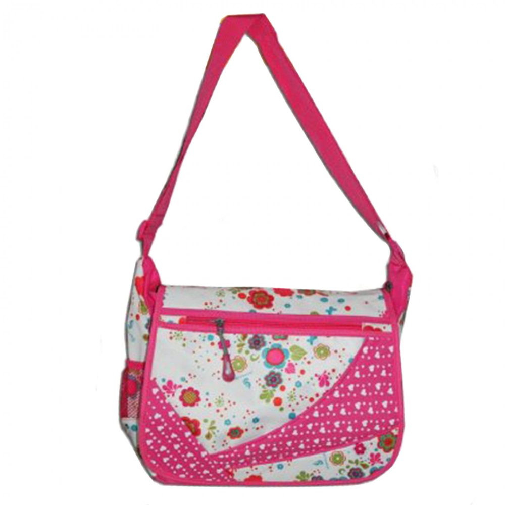 Сумка женская/для девочки Alingar, 250х300х110 мм, "Цветы", рем.через плечо, 1 отделение, влагост. текстиль, внеш. карманы, микс (черн и роз)