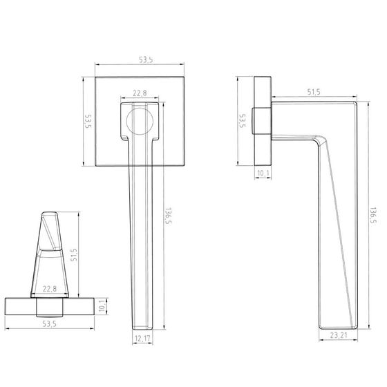 Размеры дверной ручки MORI ZN