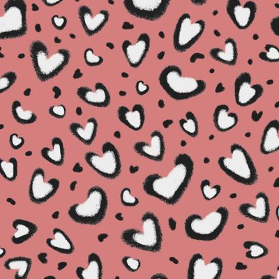 Леопардовые сердца / розовый с белым