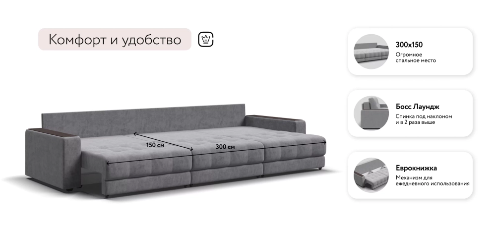 Диван Босс Гранд Велюр Роял агат