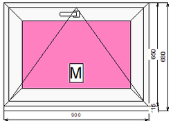 Пластиковое окно 650 х 900 фрамуга (форточка) ТермА Эко + Москитная сетка