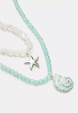 STRADIVARIUS Набор из ожерелий с подвеской, цвет морской волны