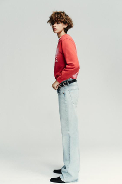 ZARA ДЖИНСЫ TRF WIDE LEG С НИЗКОЙ ПОСАДКОЙ, ЛИНЯЛЫЙ СИНИЙ