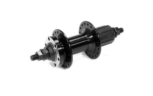 Втулка задняя WZ алюминий диск 6 болтов кассета 8/10скоростей, на гайке, 36H ось 3/8''х135x145мм, на промах черная