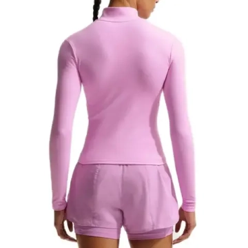 Женская Кофта теннисная Nike One Dri-Fit Full Zip Fitted - pink rise/white