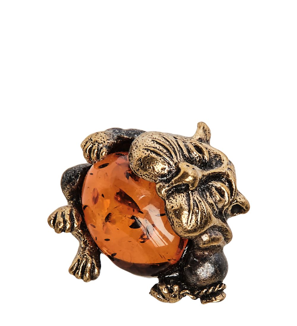 Народные промыслы AM-1040 Фигурка «Кот с сосиской» (латунь, янтарь)