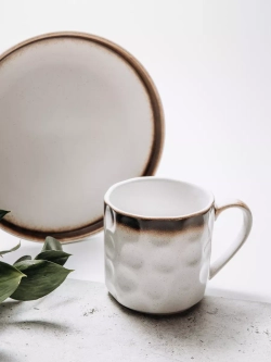 Набор посуды столовой: кружка, тарелка 26,3 см. Белый песок