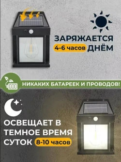 Светильник настенный на солнечной батарее 2 шт с датчиком движения / Уличное освещение/ Уличный светильник на солнечной батарее