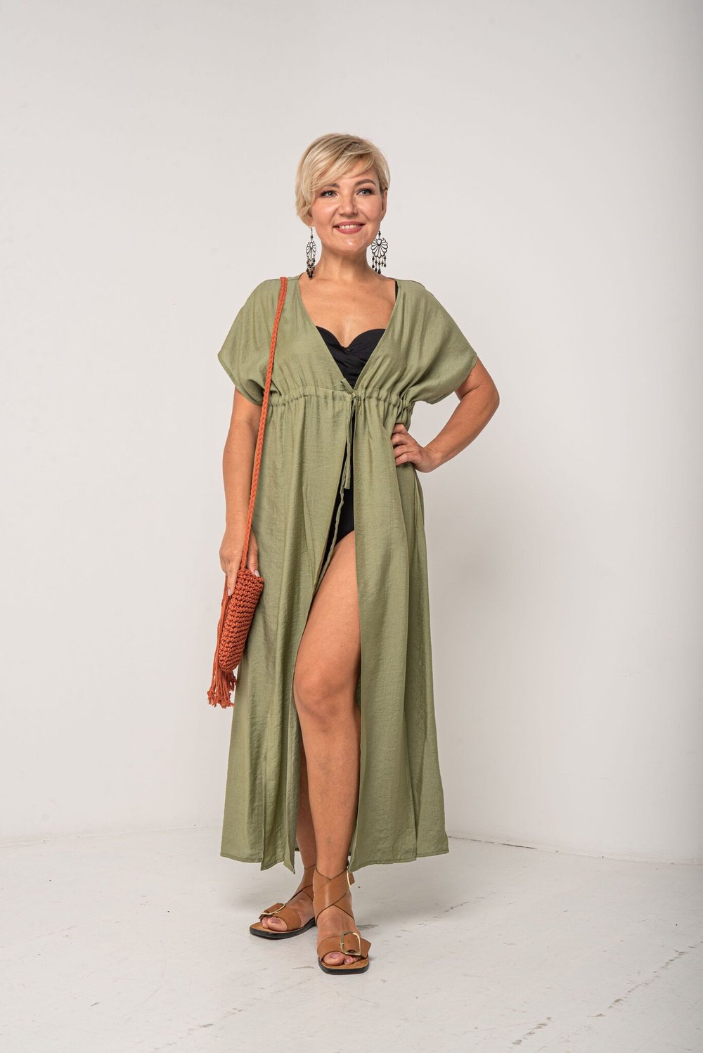 Платье длинное летнее пляжное легкое с запахом и разрезами для отдыха на море и в городе