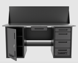 Верстак двухтумбовый дверь/4 ящиков с экраном и ящиком, серый 1800*700 Garopt, GT1800DY1Y4PP.grey