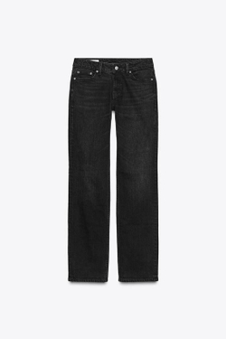 ZARA ДЖИНСЫ TRF ПРЯМОГО КРОЯ С НИЗКОЙ ПОСАДКОЙ, ЧЕРНЫЙ