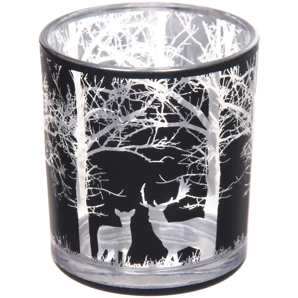 Подсвечник «Зимний лес» 7*7,8 см, Черный
