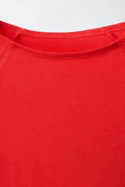 ZARA ОДНОТОННАЯ ФУТБОЛКА ИЗ МОДАЛА, КРАСНЫЙ