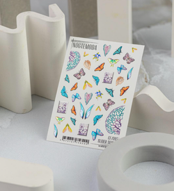 Nogtemoda Слайдер дизайн combi CF095 бабочки, листья, голография