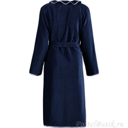Велюровый халат с воротником 4318 синий от Cawö Германия