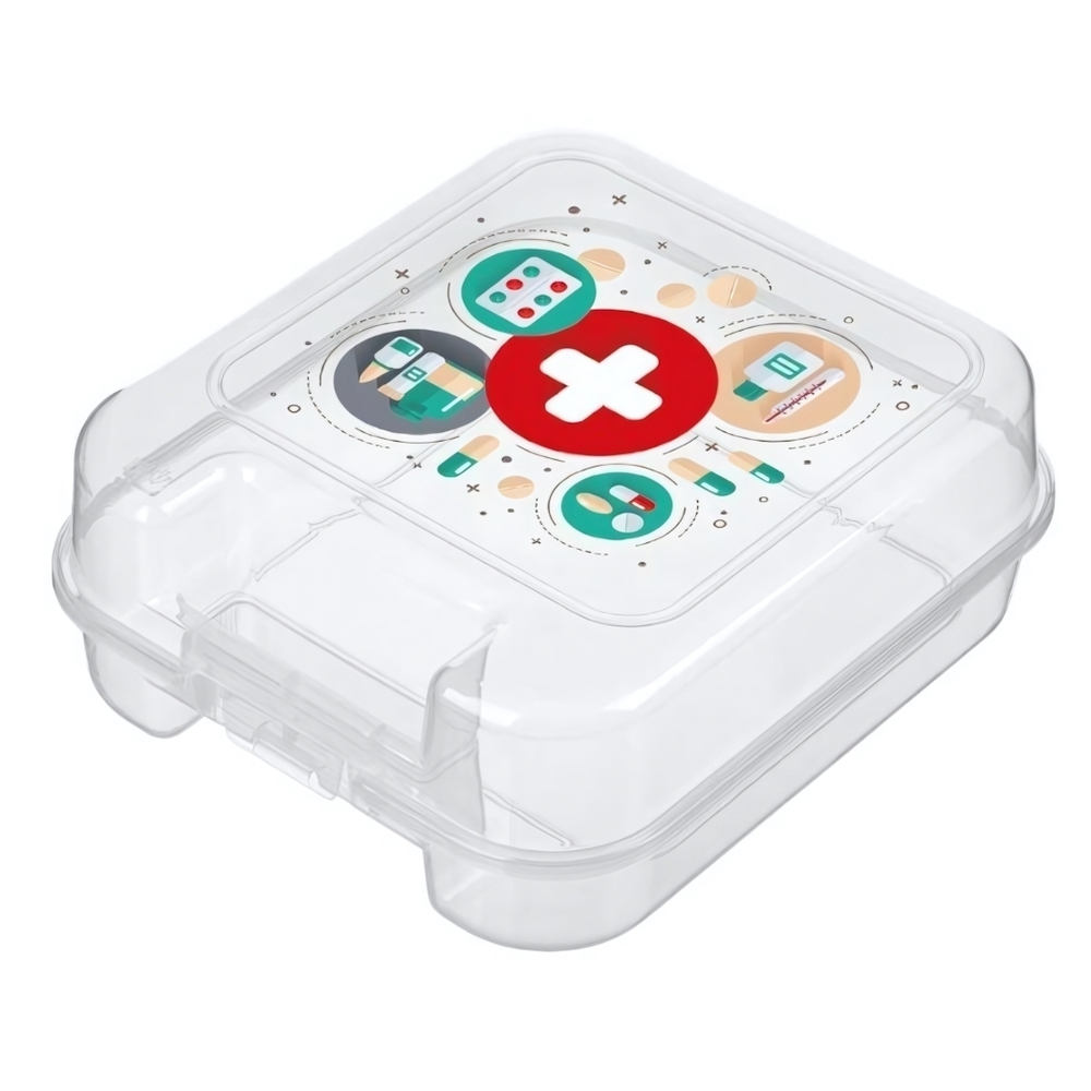 Контейнер для хранения "Tule" 260x230x100мм с декором "Аптечка" (бесцветный)