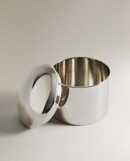 ZARA HOME МЕТАЛЛИЧЕСКАЯ БАНОЧКА ДЛЯ ВАННОЙ КОМНАТЫ, СЕРЕБРЯНЫЙ