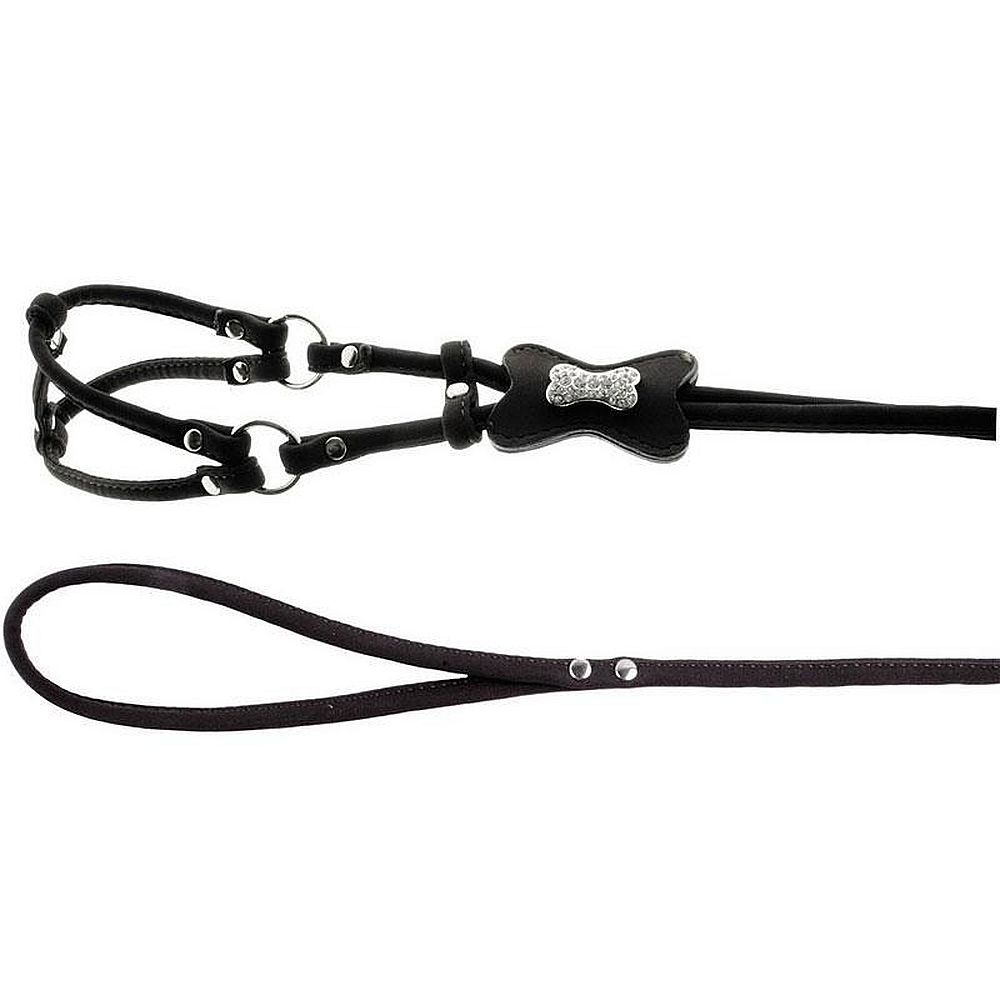 Шлейка DEZZIE для собак М (шея 39см, грудь 45см), бархат, черная