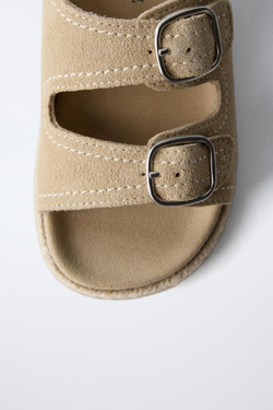 ZARA САНДАЛИИ ИЗ ДЖУТА И КОЖИ, ПЕСОЧНО-КОРИЧНЕВЫЙ