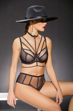 Сексуальный бюстгальтер Pois Pois с металлическим декором (Размер: 80J) (Цвет: черный)