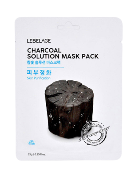 LEBELAGE - МАСКА ТКАНЕВАЯ ДЛЯ ЛИЦА С ДРЕВЕСНЫМ УГЛЕМ CHARCOAL SOLUTION MASK PACK, 25 G