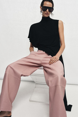 ZARA БРЮКИ ИЗ 100% КОЖИ — ZW COLLECTION LIMITED EDITION, РОЗОВЫЙ