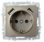 Розетка с заземлением  IEK BR-R14-16-U21-D21-K37