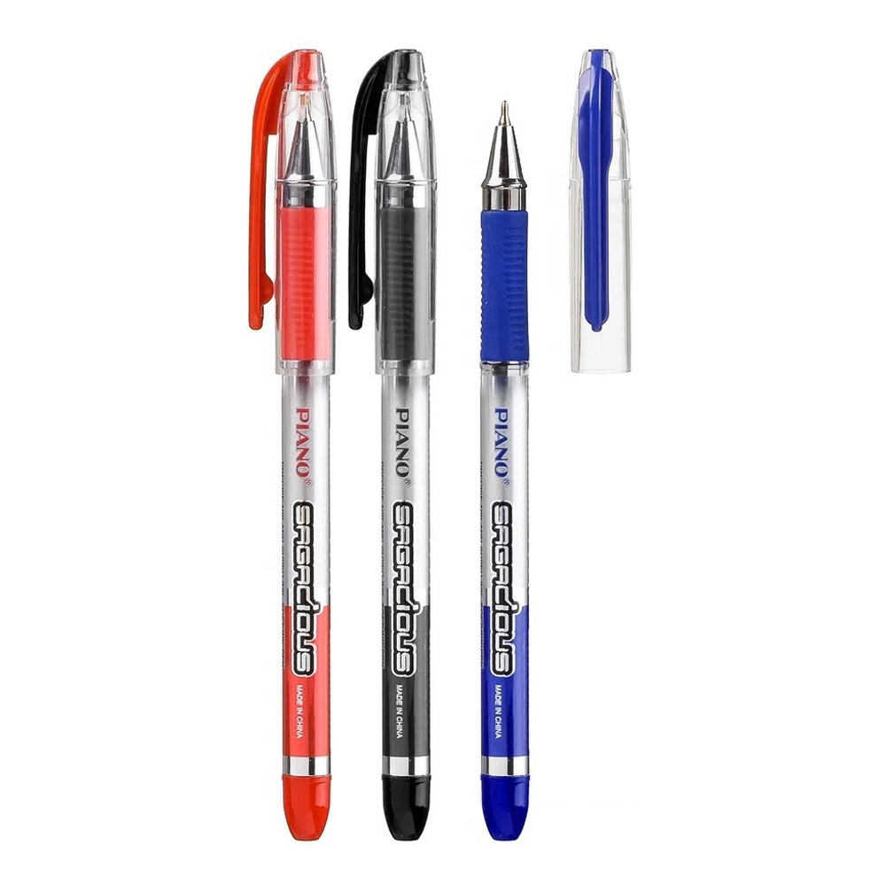 Ручка шариковая, масляная, Piano, 3 цвета чернил, серия "Piano Sagacious", прозрачный корпус с рисунком, 50 шт