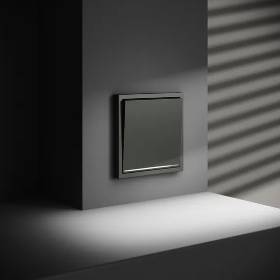 Выключатель встраиваемый VOLTUM S70 одноклавишный с подсветкой 10А, (титан) vls010206
