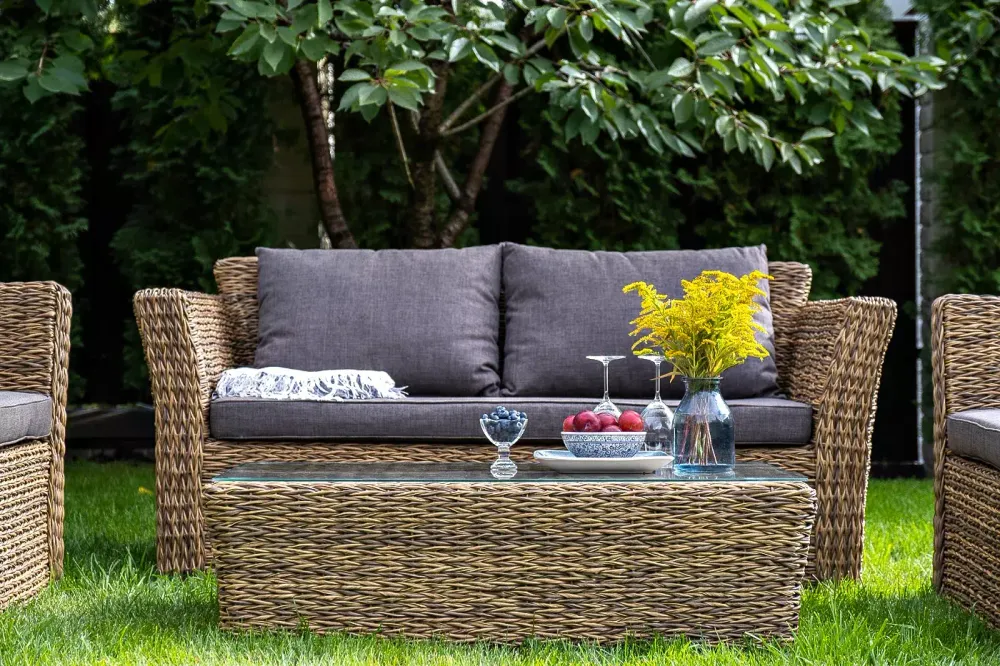 "Капучино Сингл" лаунж-зона из искусственного ротанга (гиацинт), цвет соломенный