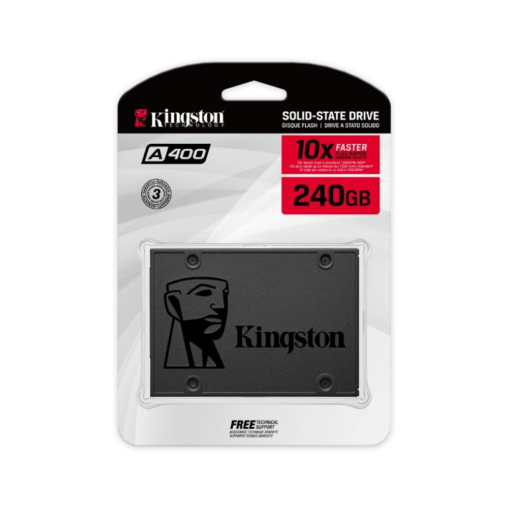 Твердотельный накопитель Kingston SSD 240GB SSDNow A400 SATA 3 2.5" 7mm (R500/W350MB/s) MTBF 2M, 80TBW