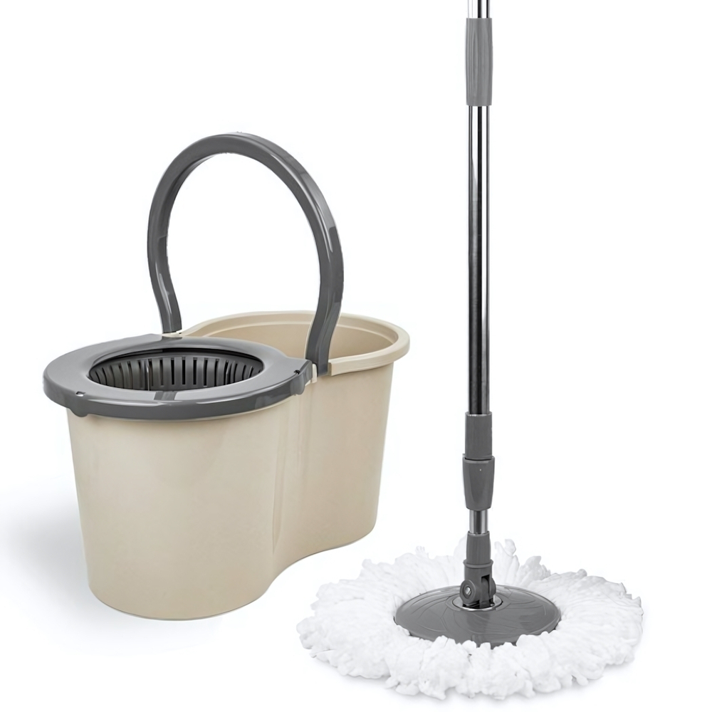 Набор для уборки VERDE SPIN MOP 16л. (ведро с отжимом + швабра + насадка) цвет бежевый