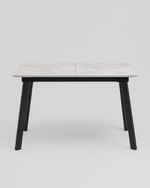 Стол Batu new 120-160/80/76 столешница ЛМДФ ароза светлая подстолье металл черный