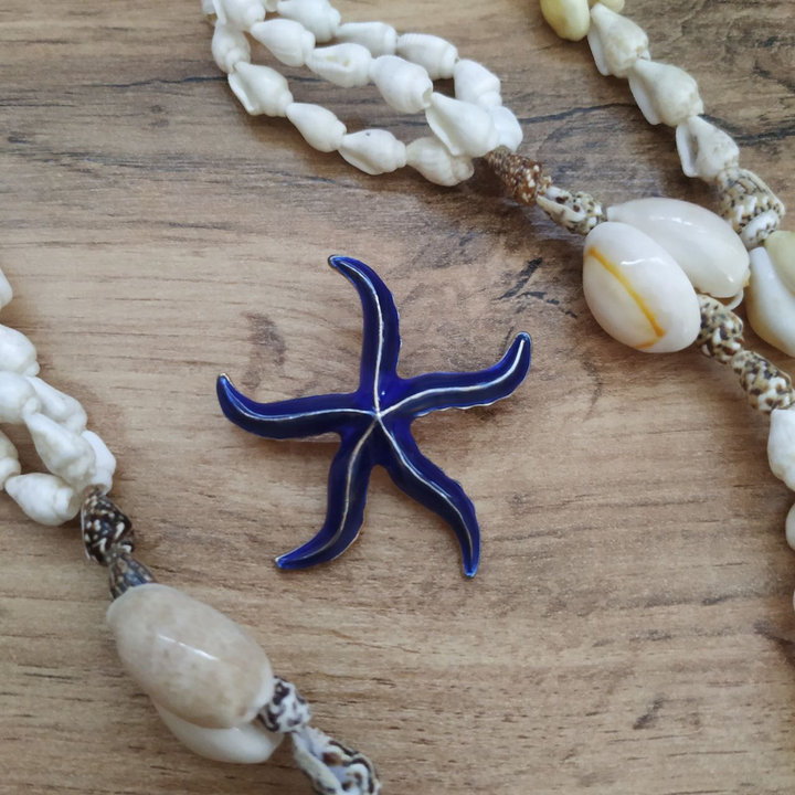 Брошь Морская звезда эмаль цветная металл золотистый