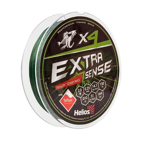 Шнур Helios Extrasense X4 PE Green 150m  2/31LB 0.25mm (HS-ES-X4-2/31LB)