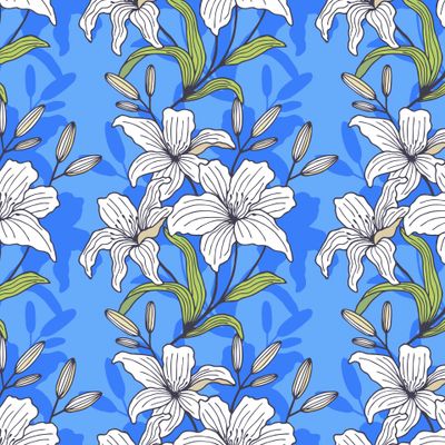 Lily flowers seamless pattern.