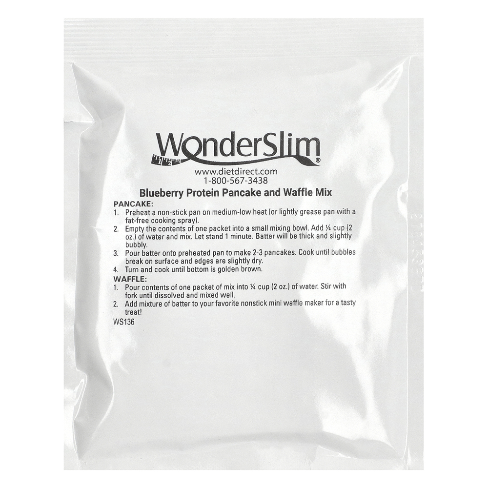 WonderSlim, протеиновый блин, голубика, 7 пакетиков по 41 г (1,4 унции)