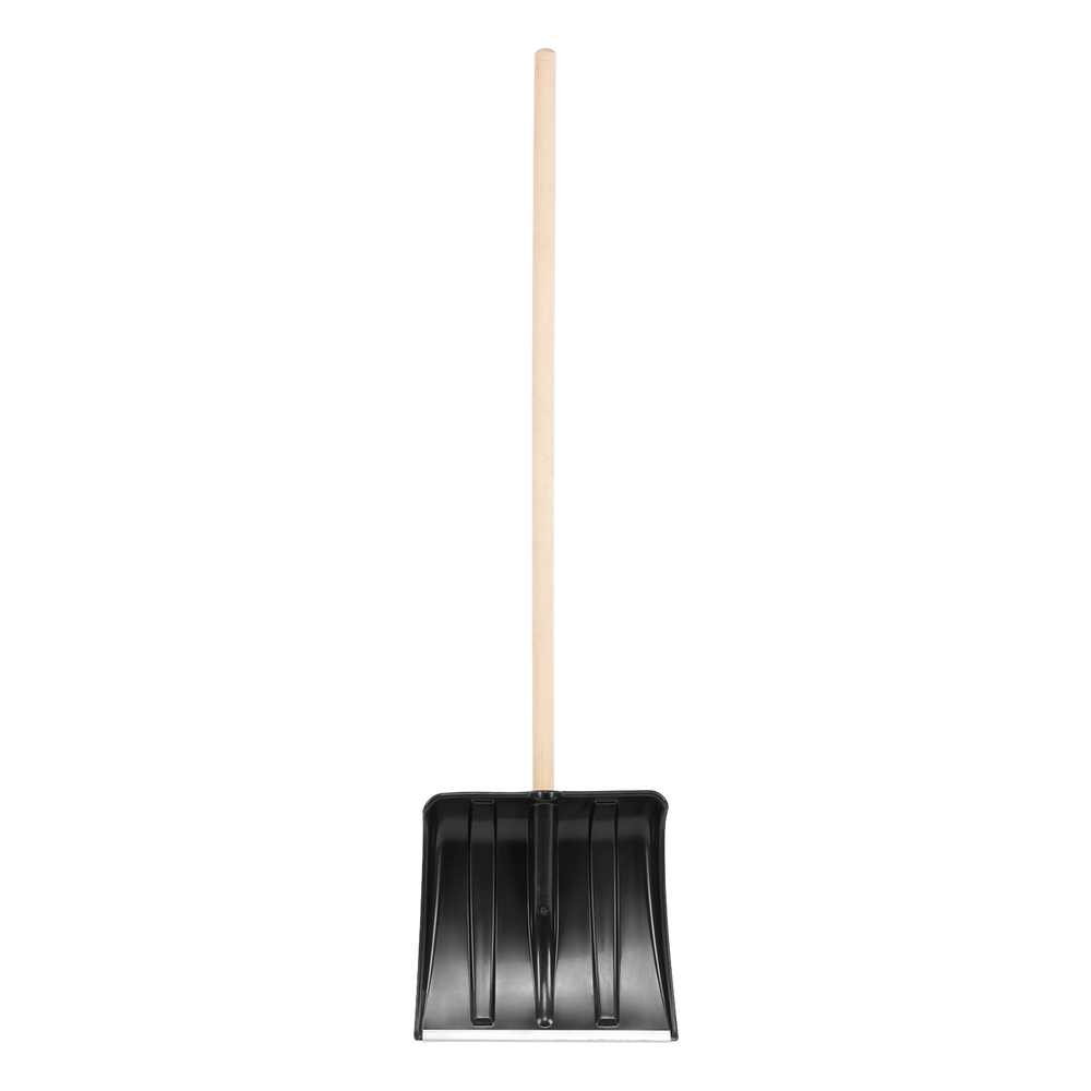 Лопата для уборки снега пластиковая, 380х350х1370 мм, деревянный черенок