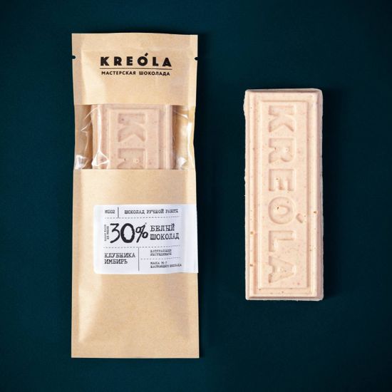 Плитка из белого и клубничного шоколада с имбирём 60 гр