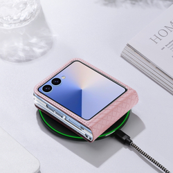 Чехол розового цвета из искусственной кожи от Dux Ducis для Samsung Galaxy Flip 7, серия Bril Series Case