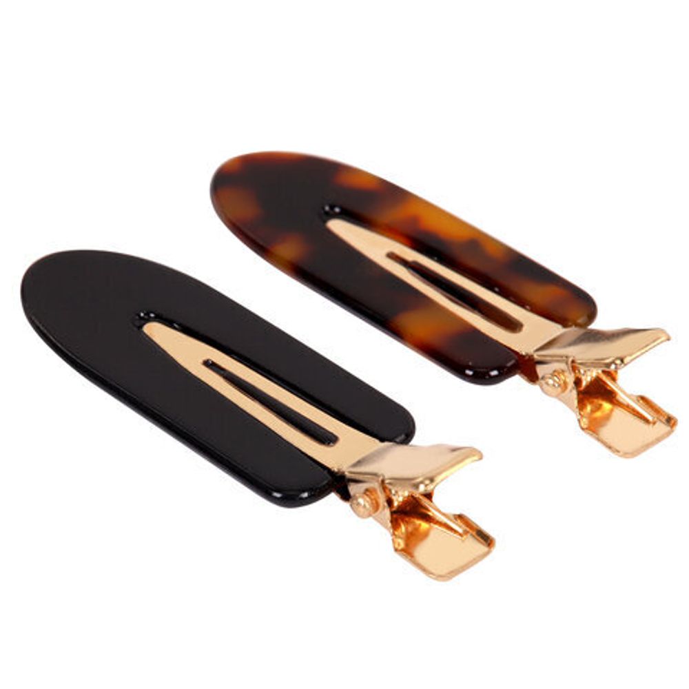 Заколки для волос НАБОР 4 шт., 6 см, глянцевый, черный, черепаховый, MONTE VITA, 457088